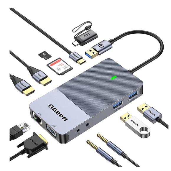 QGeeM 11-in-1 Universal USB C - HDMI VGA Multiport Adapter Docking Station - Picture 3 of 11